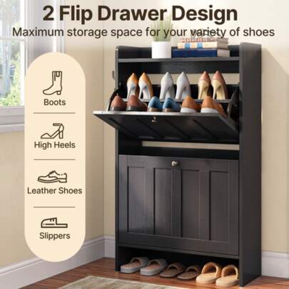 Armário para Sapatos com 2 Gav - Shoe Rack Cabinet Narrow Entryway avaliação e preço