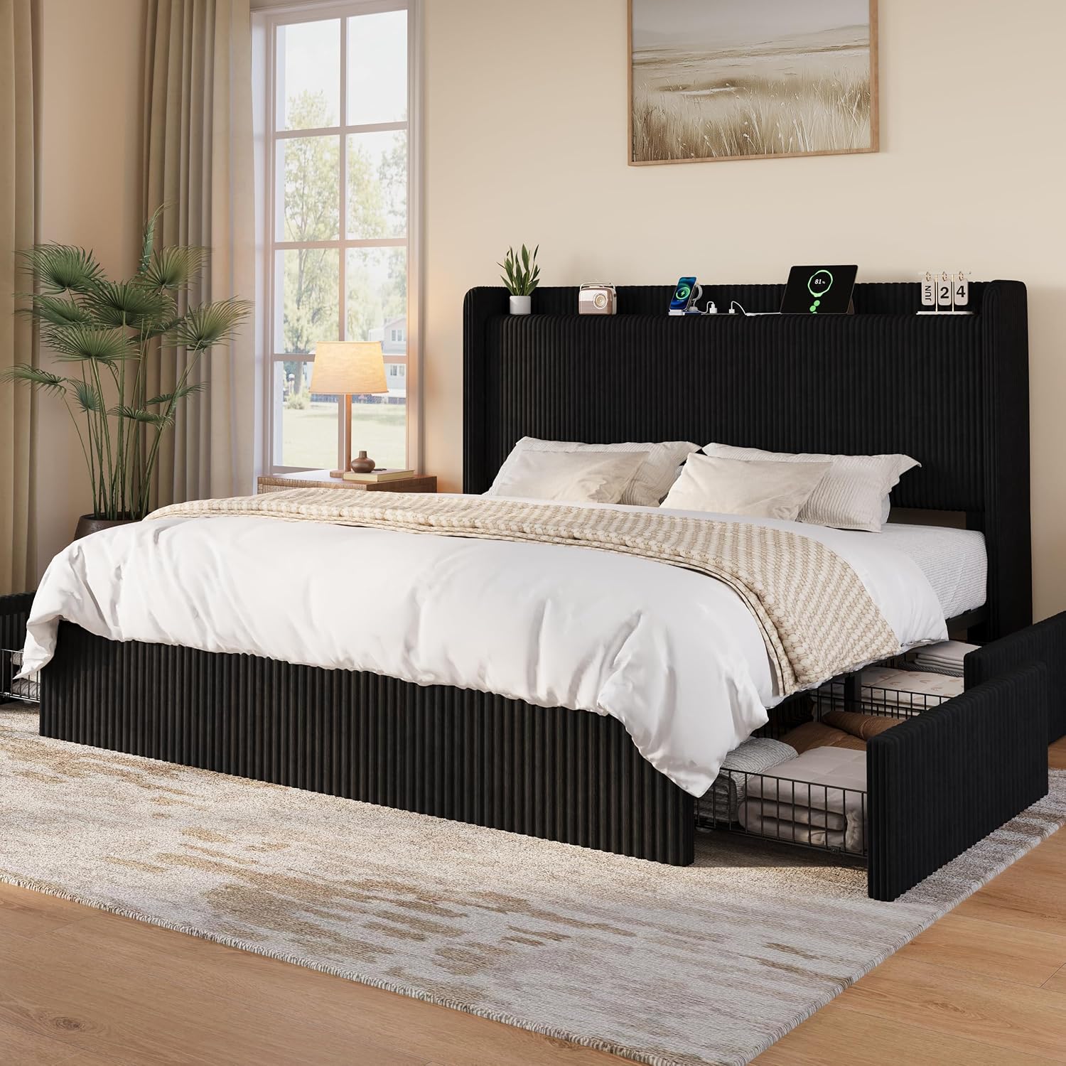 Estrutura de Cama King Size co - King Size Bed Frame With Storage Drawers avaliação e preço