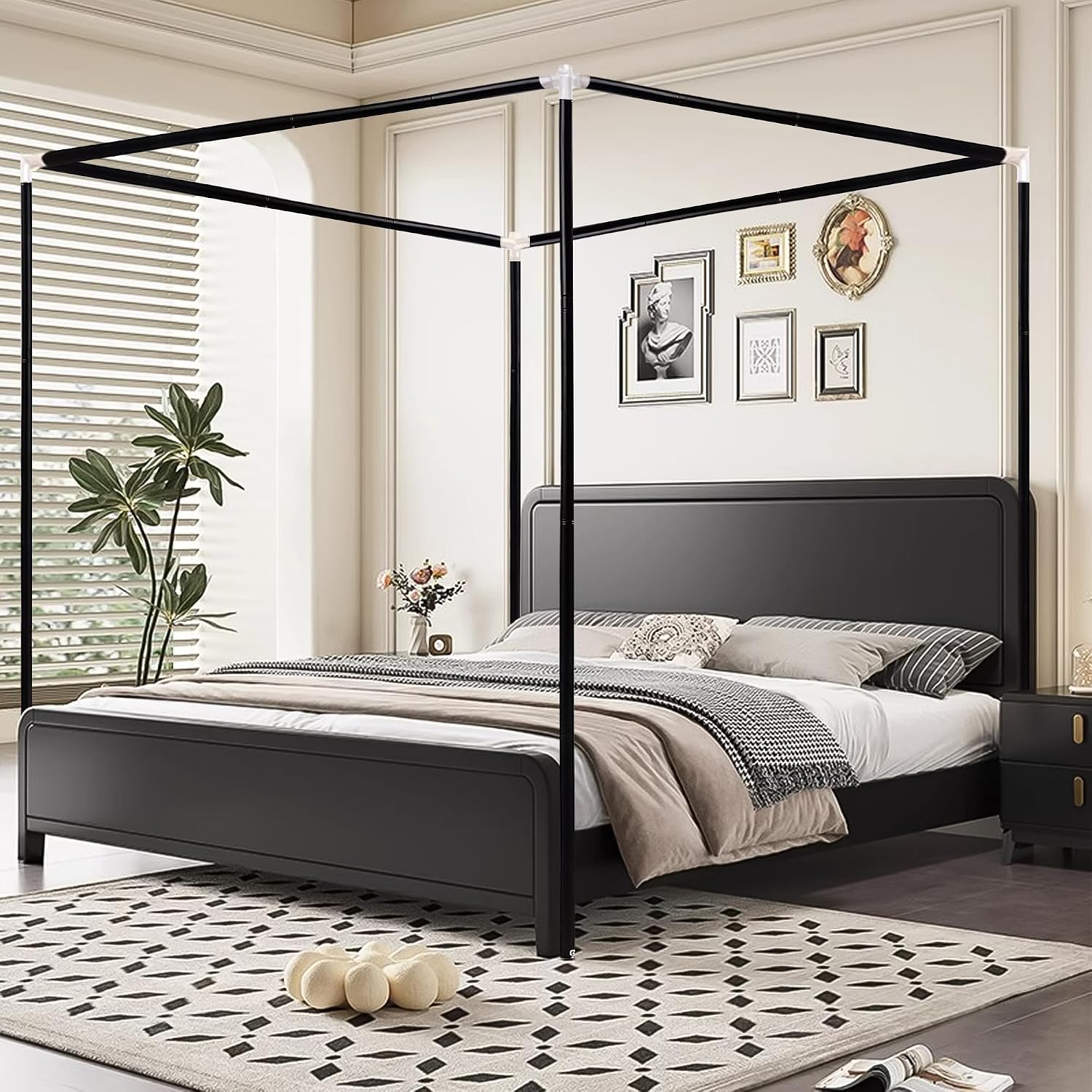 Estrutura de Cama com Dossel e - Canopy Bed Frame Metal Queen avaliação e preço