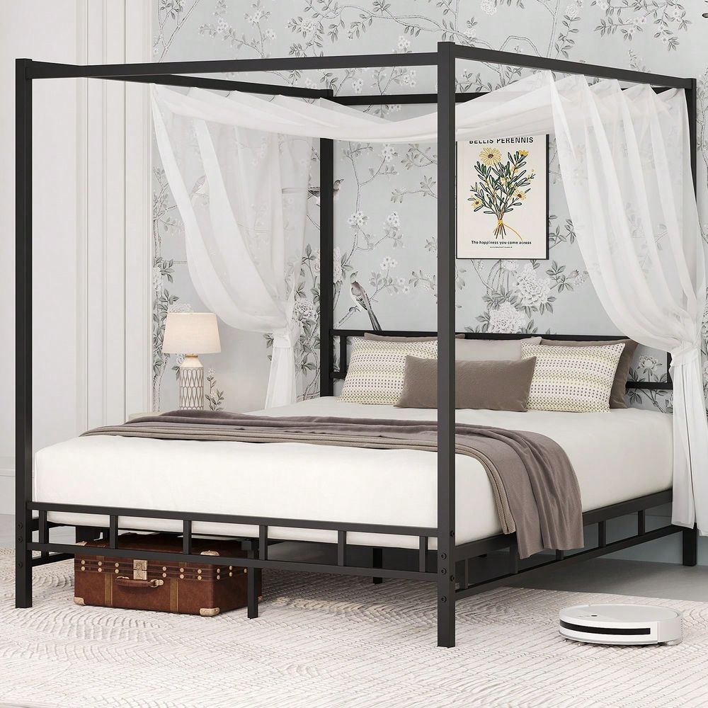 Estrutura de Cama com Dossel d - Canopy Bed Frame Metal Queen avaliação e preço