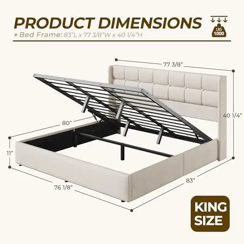 Cama King Size com Baú Elevató - Gas Lift Storage Bed Hydraulic avaliação e preço
