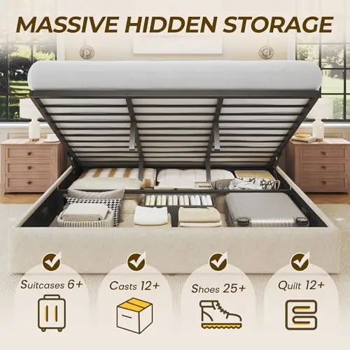 Cama King Size com Baú Elevató - Gas Lift Storage Bed Hydraulic avaliação e preço