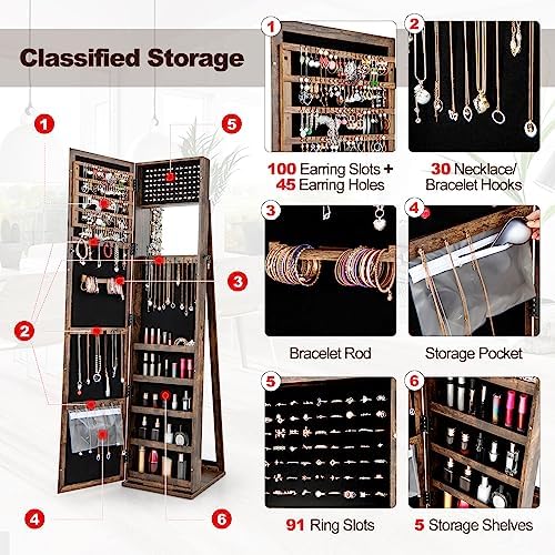 Armário de Joias com Espelho d - Full Length Mirror Jewelry Armoire avaliação e preço
