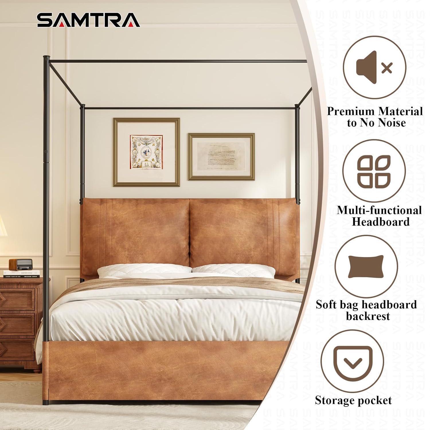 Cama Queen com Dossel e Cabece - Canopy Bed Frame Metal Queen avaliação e preço