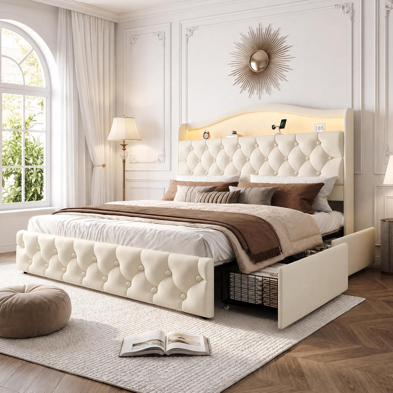 Estrutura de Cama King Size co - King Size Bed Frame With Storage Drawers avaliação e preço