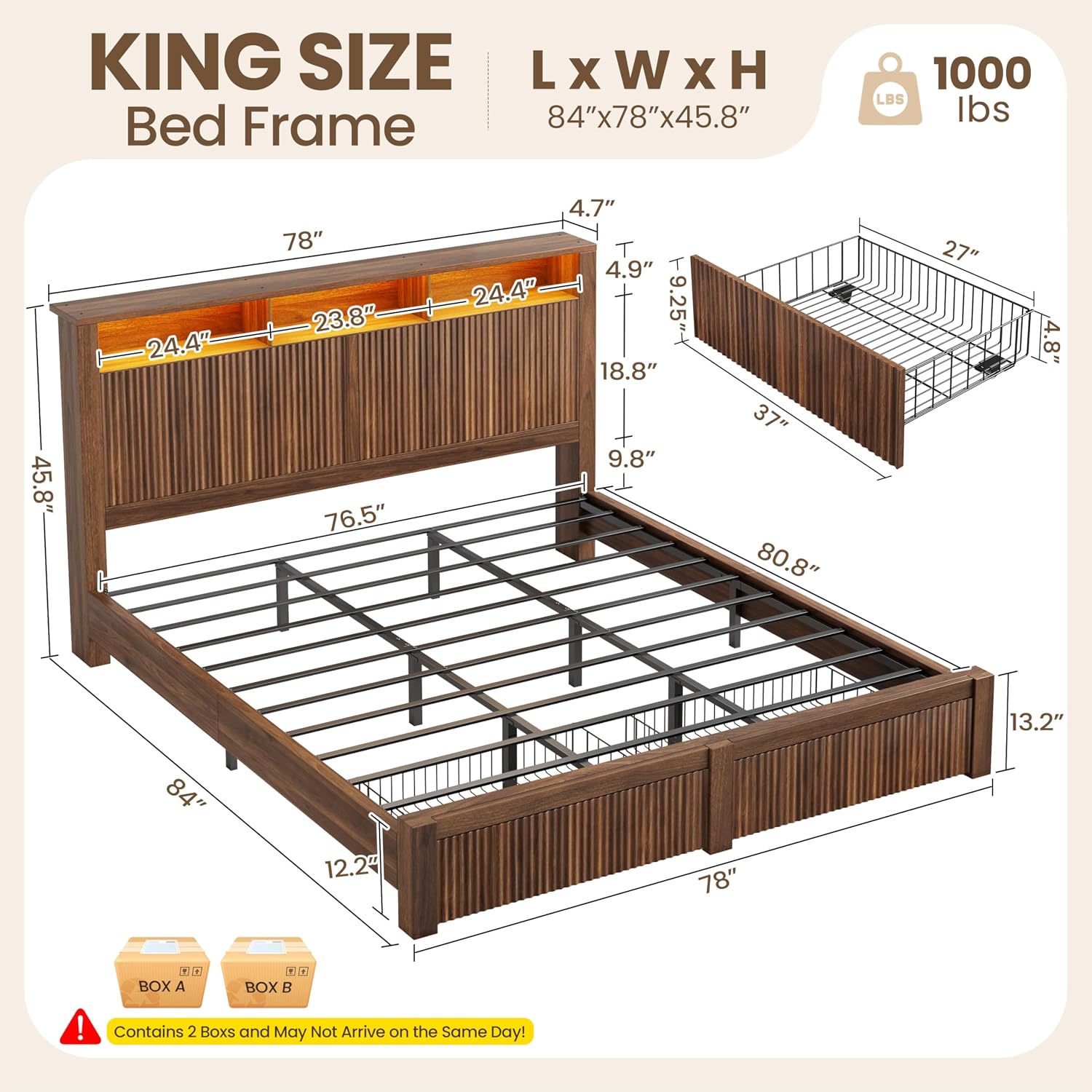 Estrutura de Cama King Size co - King Size Bed Frame With Storage Drawers avaliação e preço