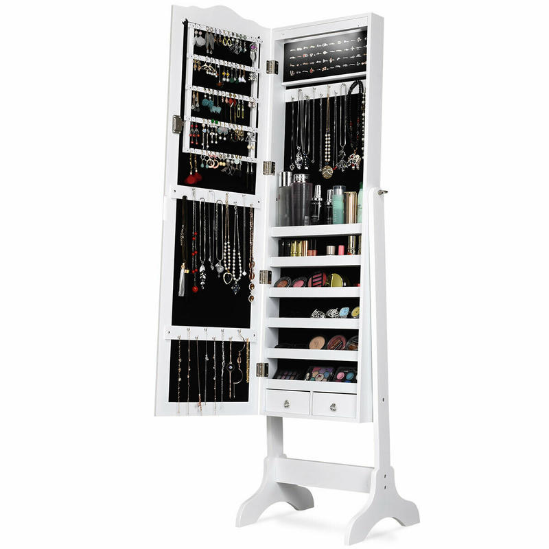 Armário de Joias com 14 LEDs e - Full Length Mirror Jewelry Armoire avaliação e preço