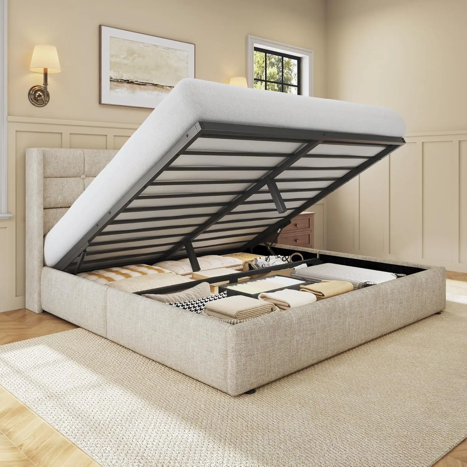 Base de Cama Queen Size com Ar - Gas Lift Storage Bed Hydraulic avaliação e preço