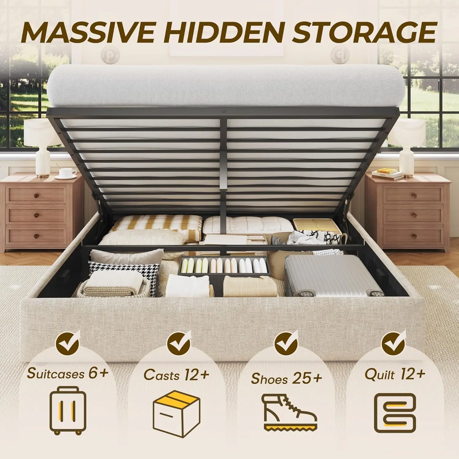 Base de Cama Queen Size com Ar - Gas Lift Storage Bed Hydraulic avaliação e preço