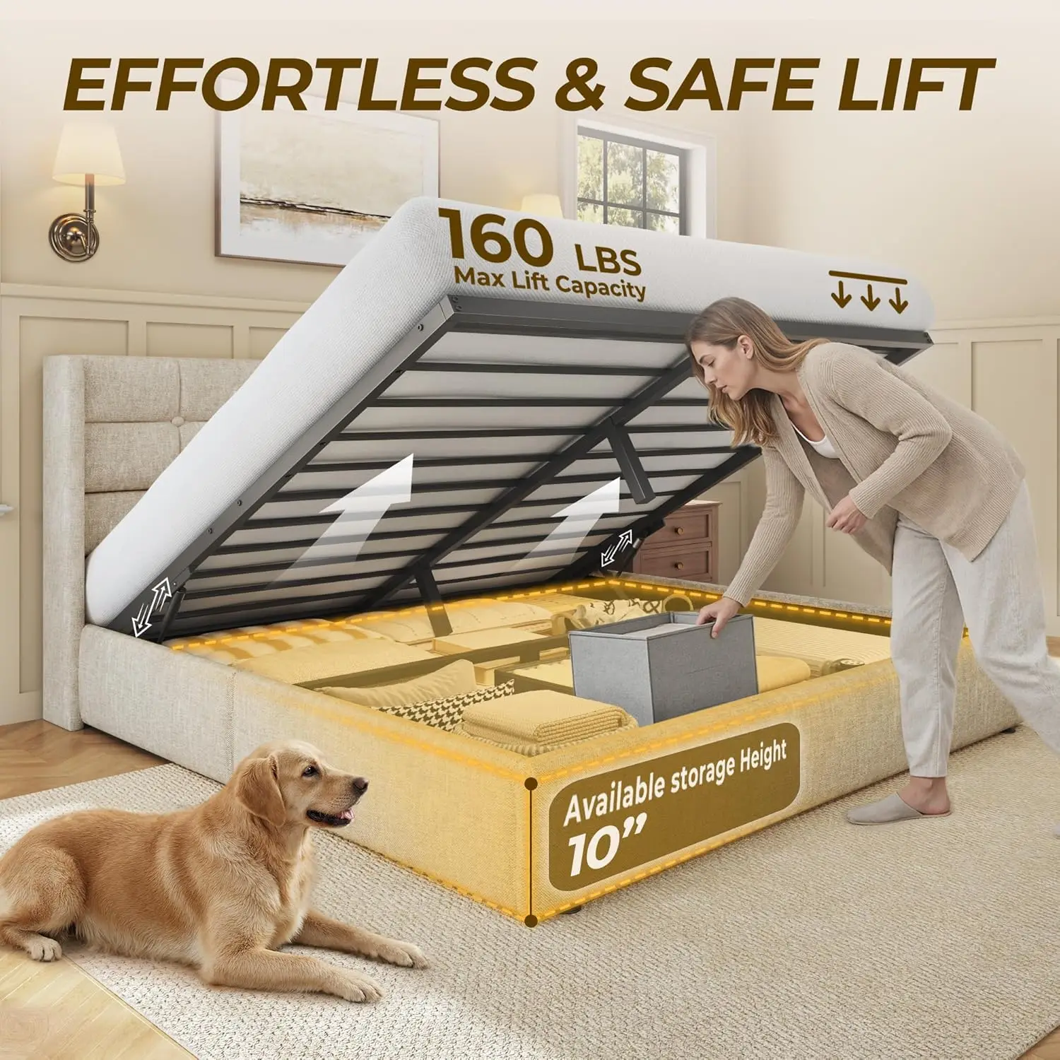 Base de Cama Queen Size com Ar - Gas Lift Storage Bed Hydraulic avaliação e preço