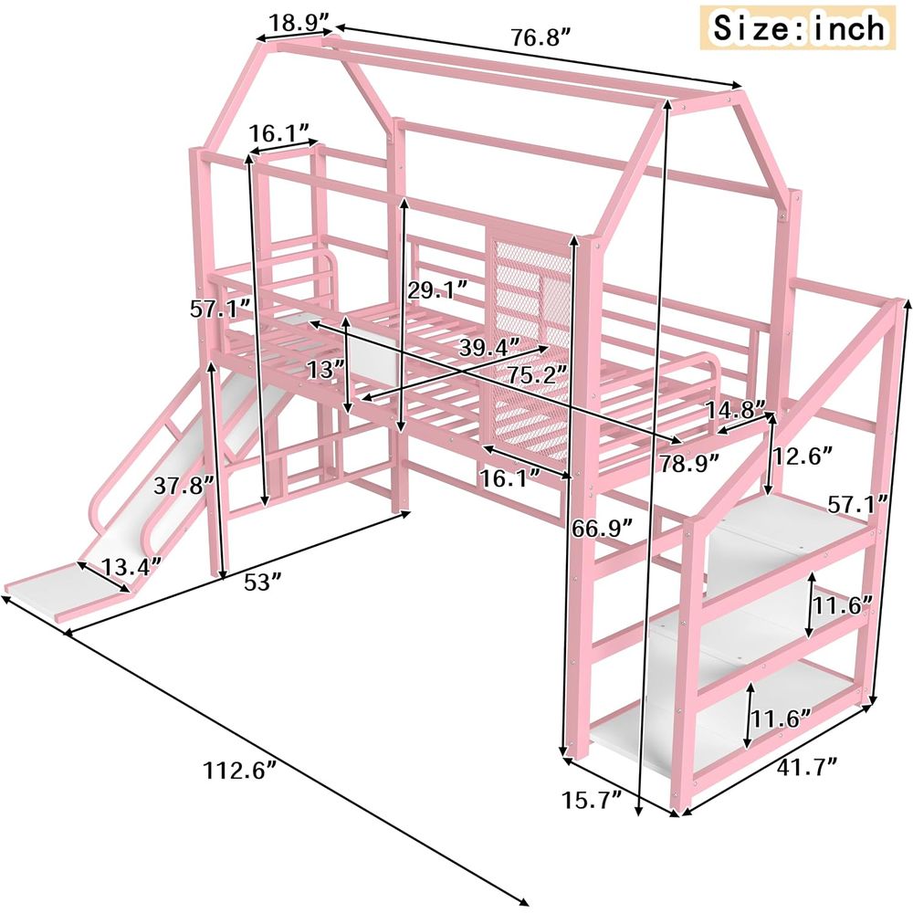 Cama Beliche de Metal Tamanho  - Bunk Bed With Stairs And Slide avaliação e preço