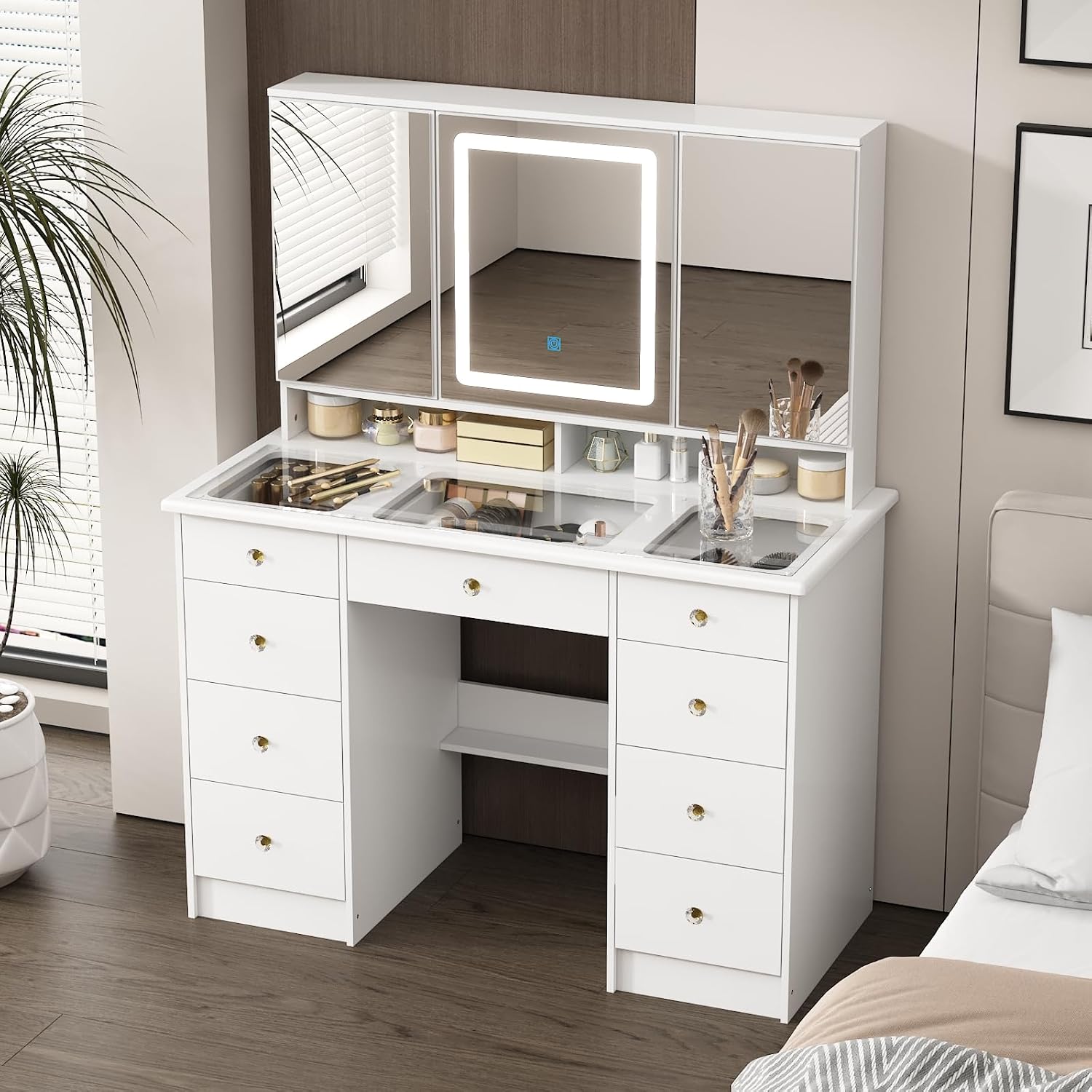 Mesa de Maquiagem com Espelho  - Dressing Table Vanity With Lighted Mirror avaliação e preço