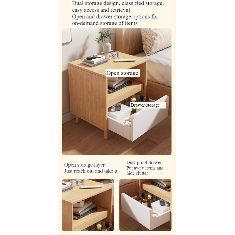Mesa de cabeceira branca para  - Solid Wood Nightstand 2 Drawers avaliação e preço