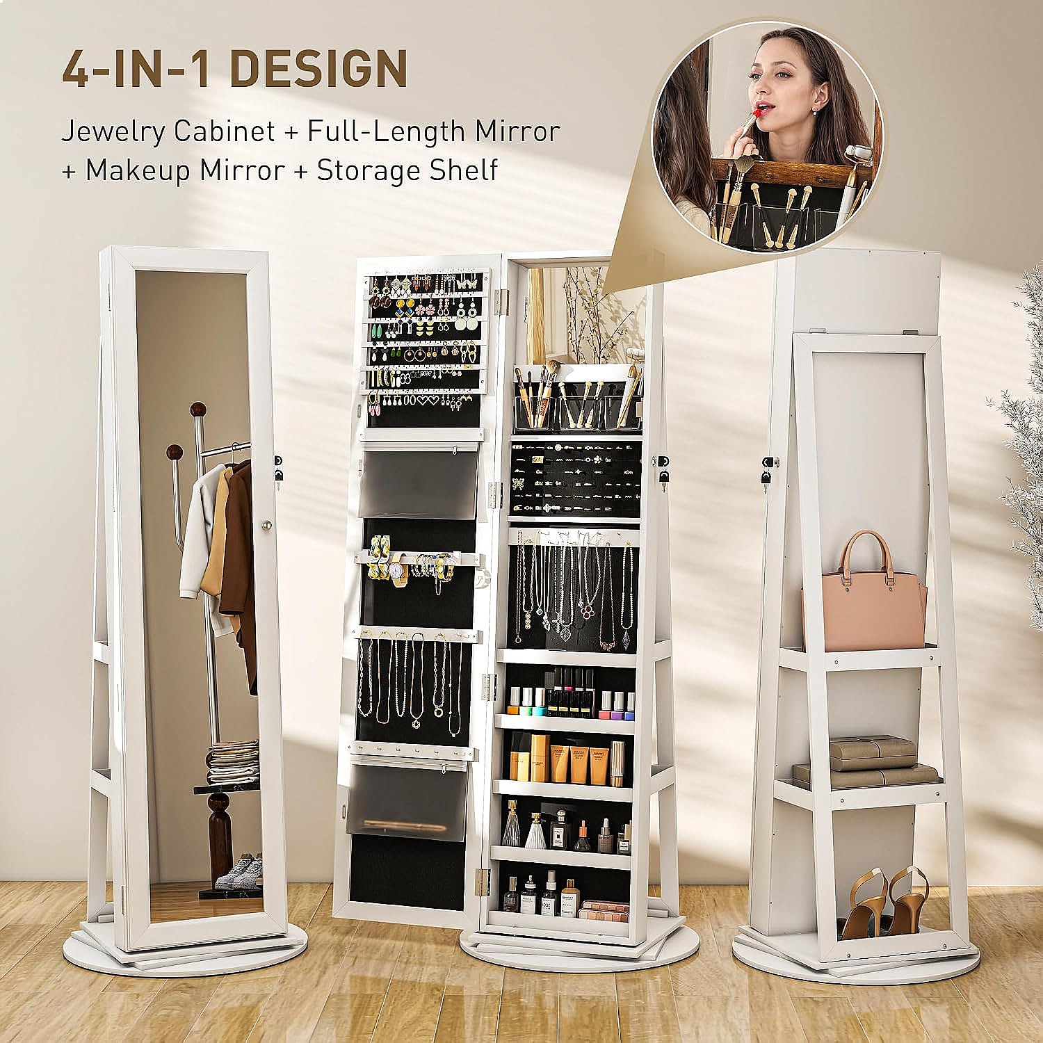 HOMCOM 360 °   Organizador de  - Full Length Mirror Jewelry Armoire avaliação e preço