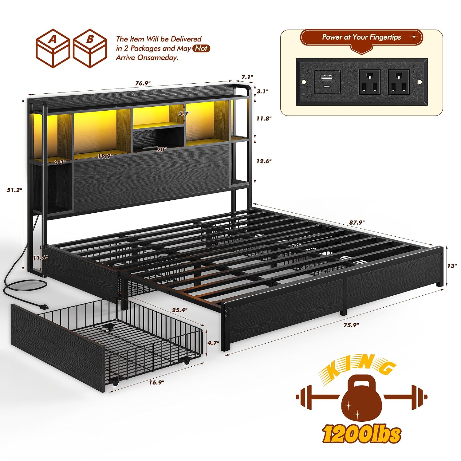 Cama King Size com Estrutura d - King Size Bed Frame With Storage Drawers avaliação e preço