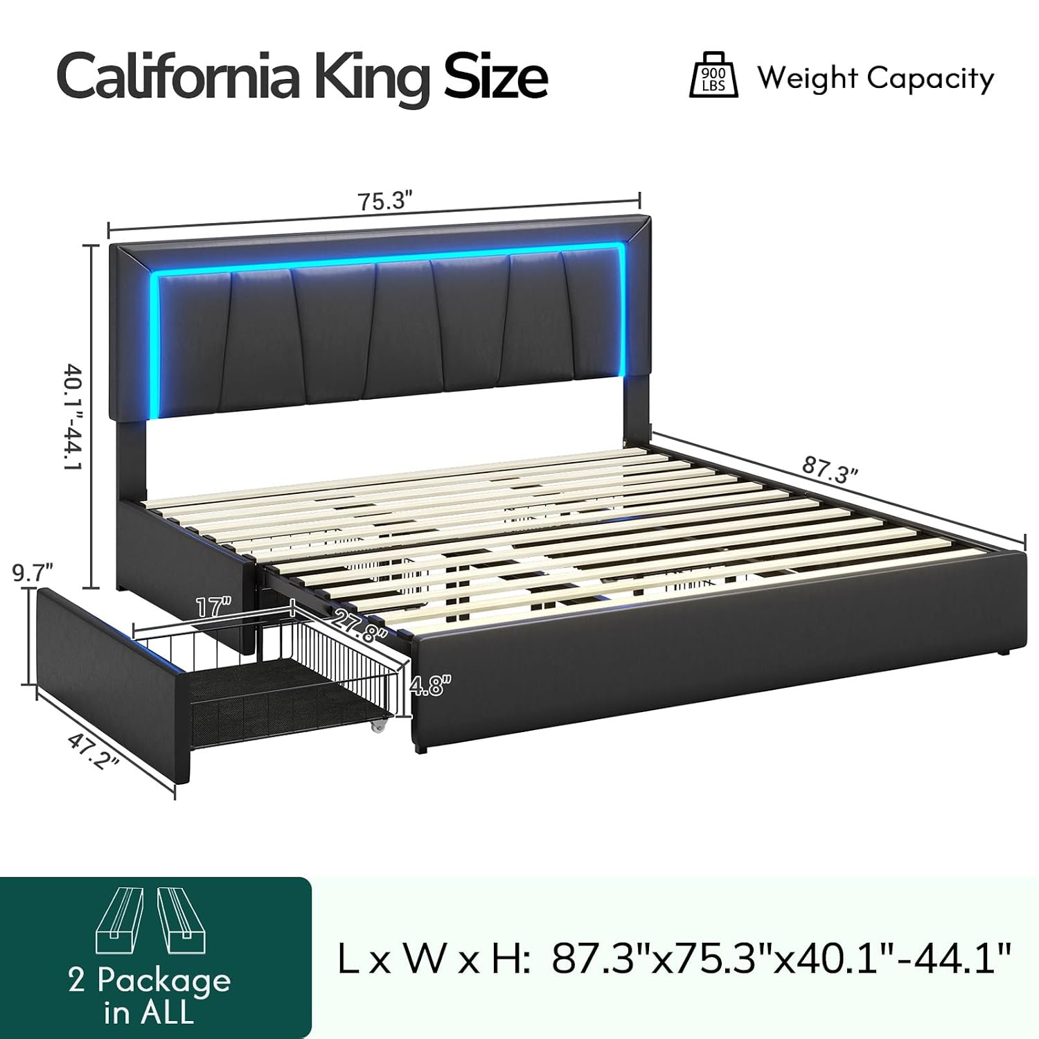 Base de Cama King Size Califór - King Size Bed Frame With Storage Drawers avaliação e preço