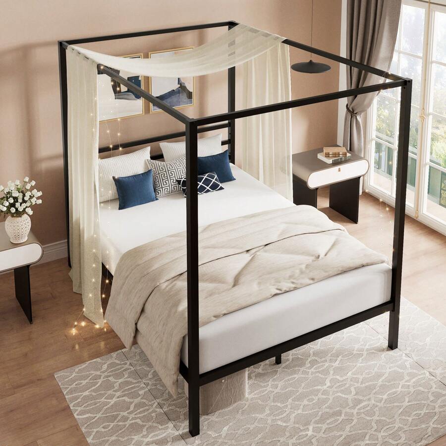Estrutura de Cama com Dossel P - Canopy Bed Frame Metal Queen avaliação e preço