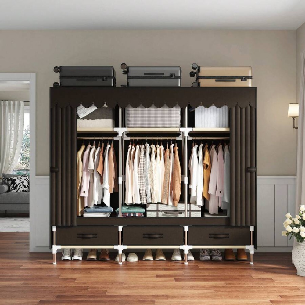 Guarda-roupa portátil com estr - Wardrobe Closet Portable Fabric Cover avaliação e preço