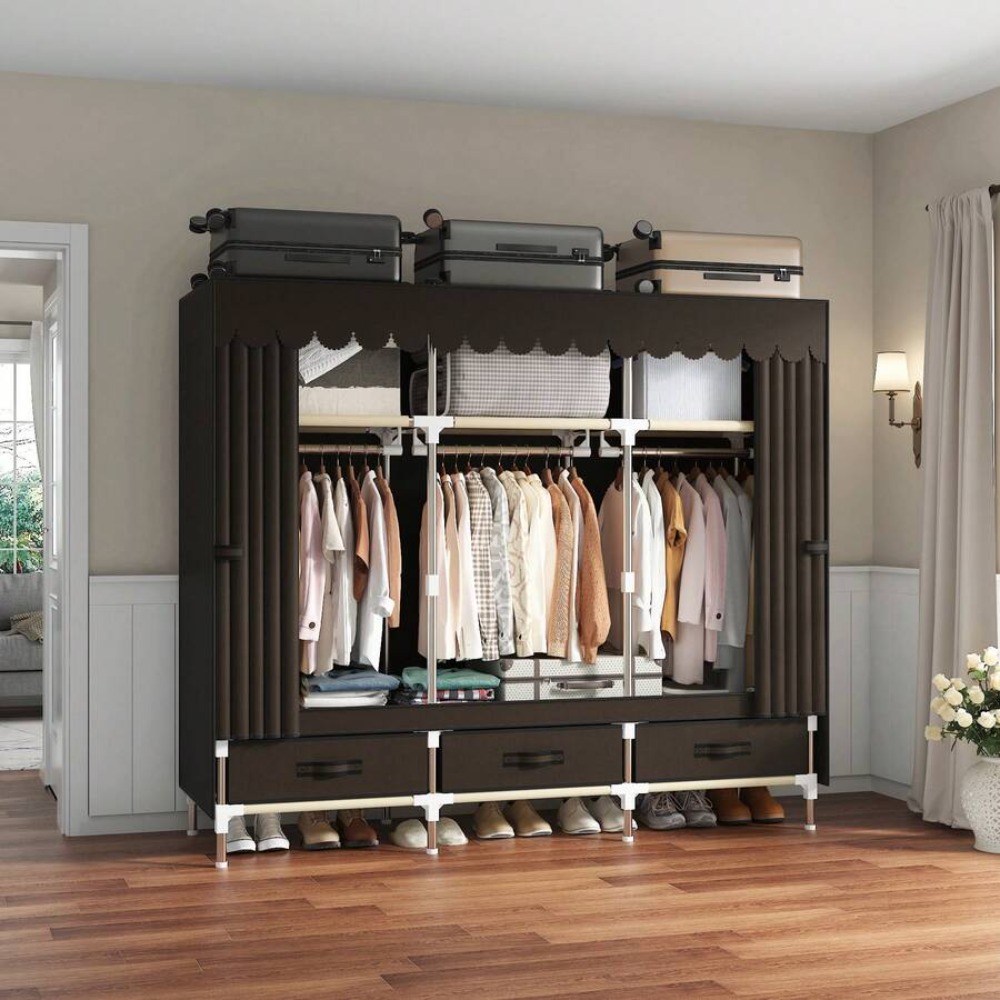 Guarda-roupa portátil com estr - Wardrobe Closet Portable Fabric Cover avaliação e preço