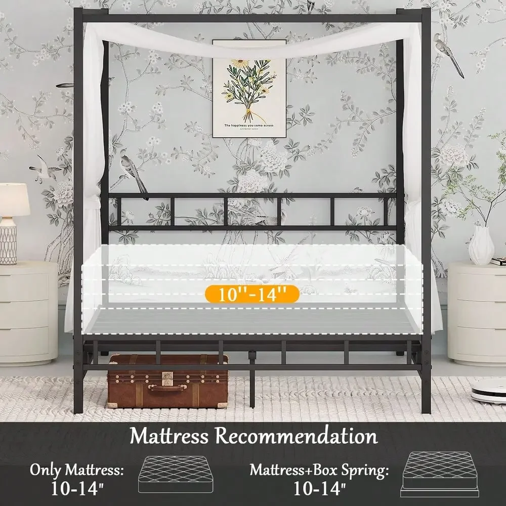 Estrutura de Cama com Dossel d - Canopy Bed Frame Metal Queen avaliação e preço