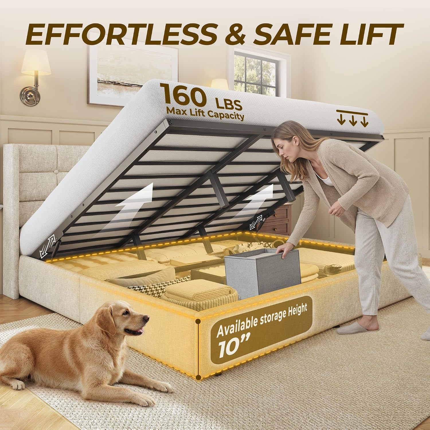 Cama King Size com Armazenamen - Gas Lift Storage Bed Hydraulic avaliação e preço