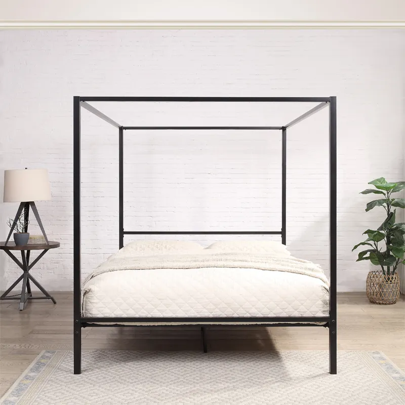 Cama de Casal com Dossel de Fe - Canopy Bed Frame Metal Queen avaliação e preço