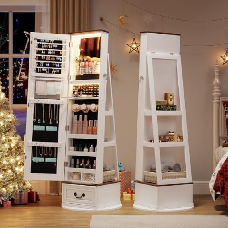 360 ° Armário de Joias Giratór - Full Length Mirror Jewelry Armoire avaliação e preço