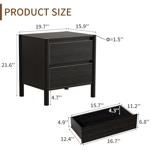 Conjunto de 2 Mesas de Cabecei - Solid Wood Nightstand 2 Drawers avaliação e preço
