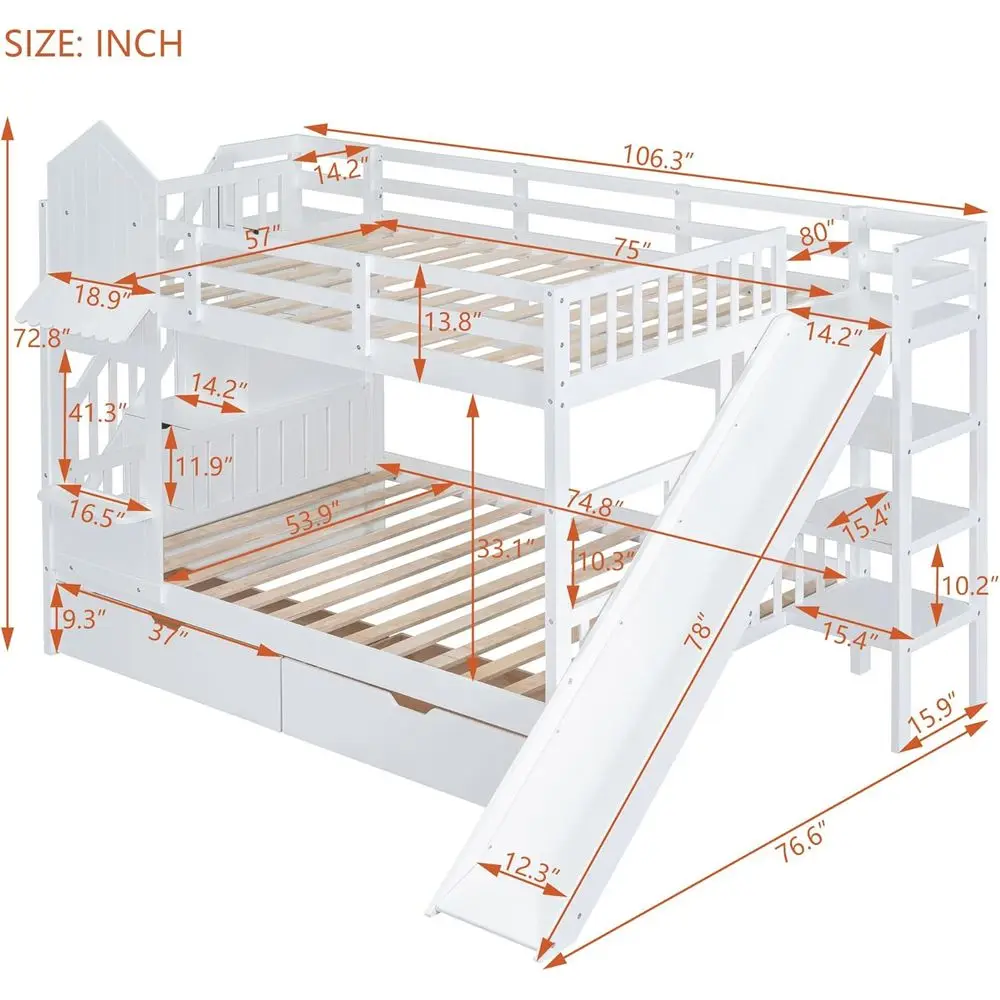 Cama Beliche Dupla com Escada  - Bunk Bed With Stairs And Slide avaliação e preço