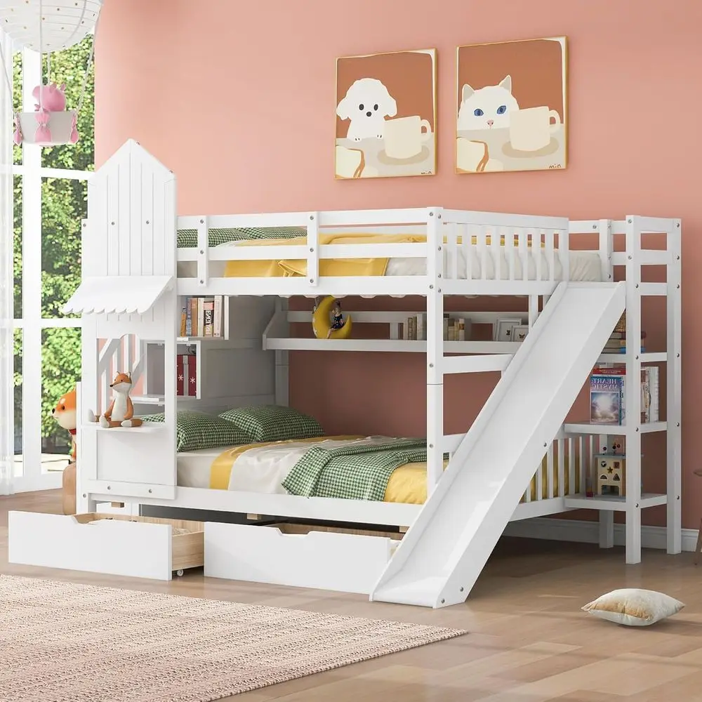 Cama Beliche Dupla com Escada  - Bunk Bed With Stairs And Slide avaliação e preço