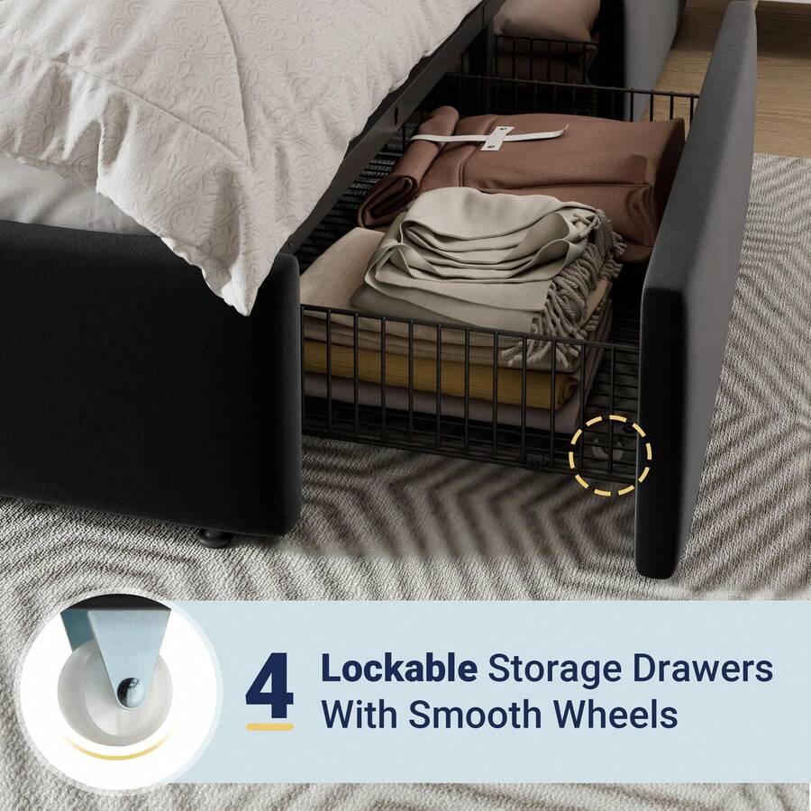 Estrutura de Cama Plataforma T - King Size Bed Frame With Storage Drawers avaliação e preço