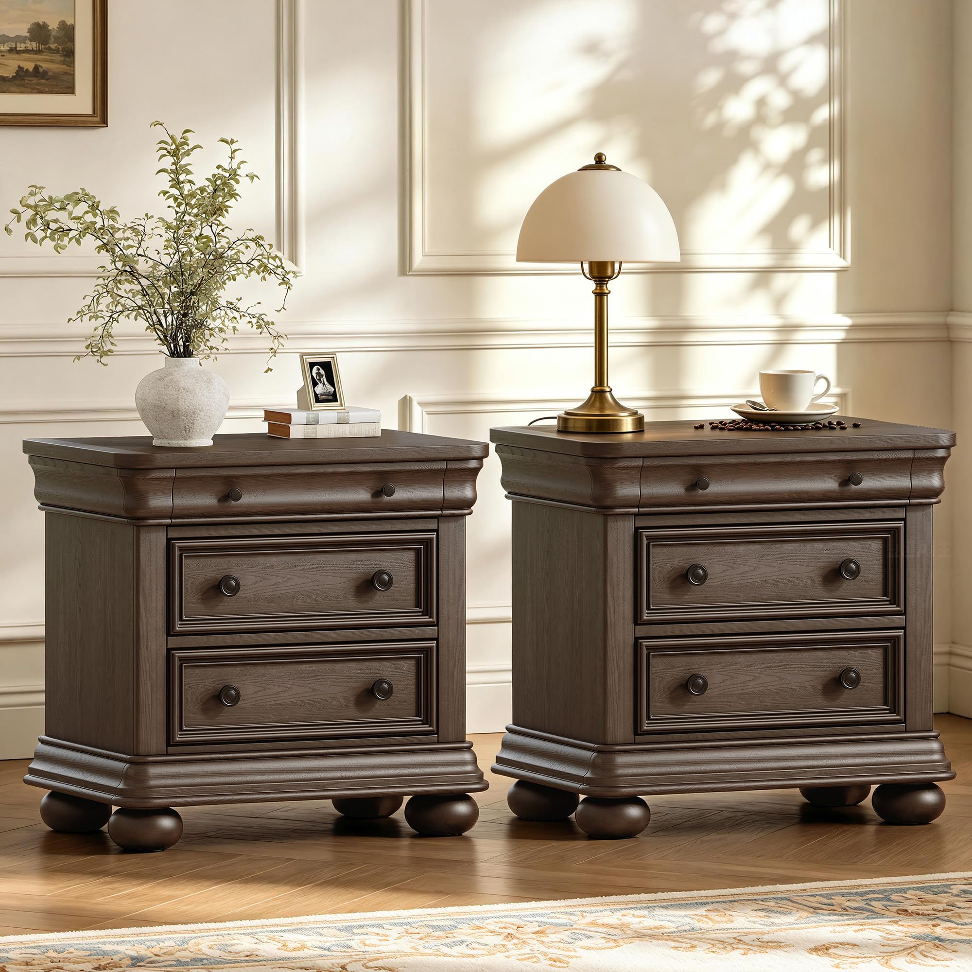 Conjunto de 2 mesas de cabecei - Solid Wood Nightstand 2 Drawers avaliação e preço