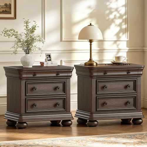 Conjunto de 2 mesas de cabecei - Solid Wood Nightstand 2 Drawers avaliação e preço