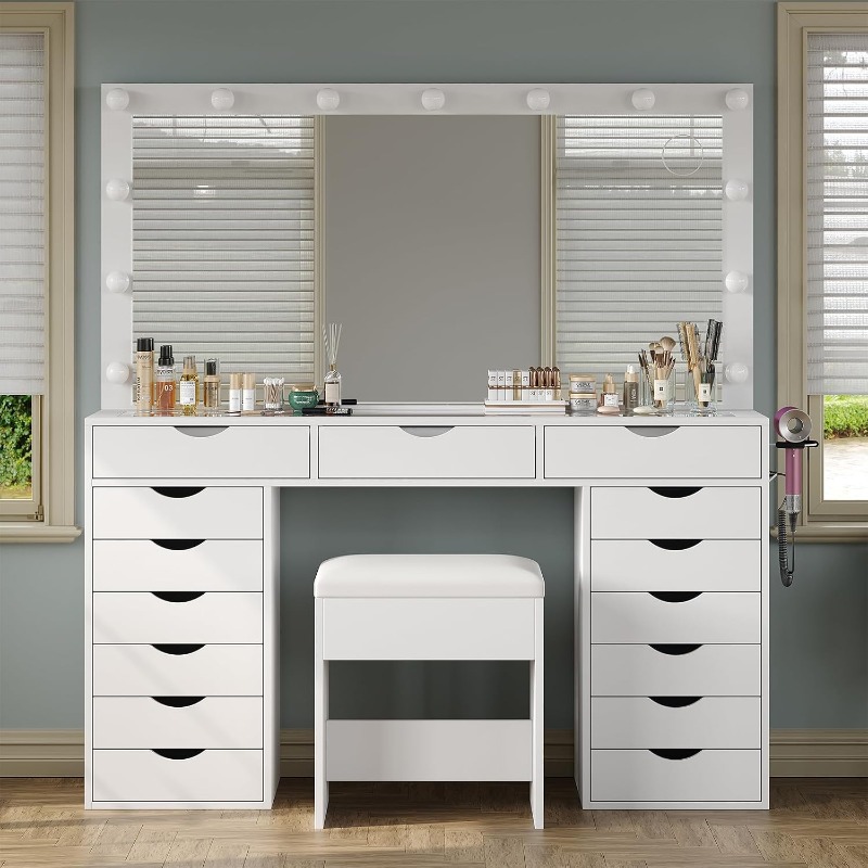 Mesa de Maquiagem Yanosaku com - Dressing Table Vanity With Lighted Mirror avaliação e preço