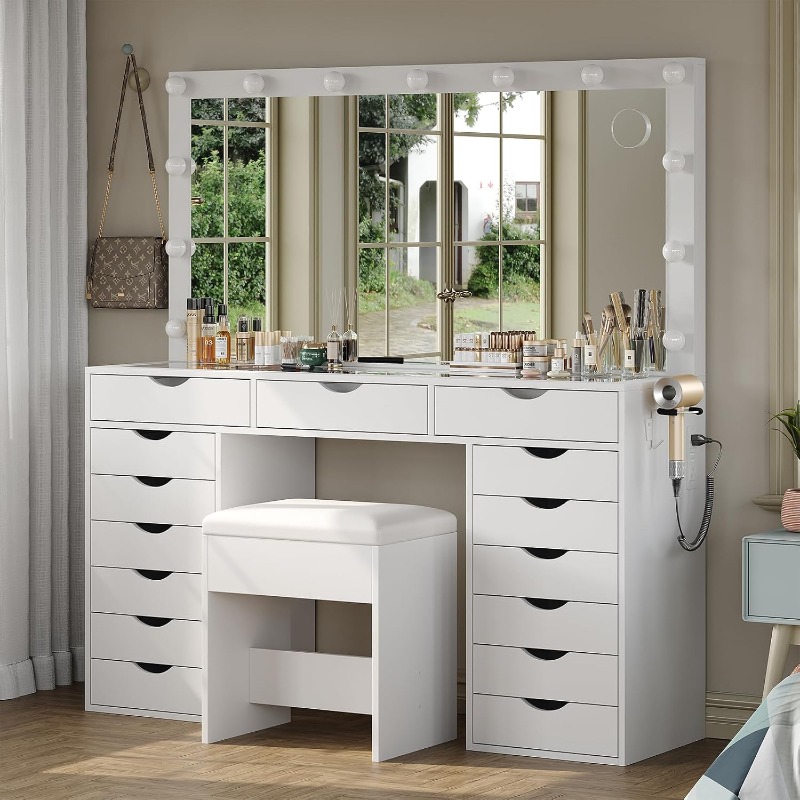 Mesa de Maquiagem Yanosaku com - Dressing Table Vanity With Lighted Mirror avaliação e preço