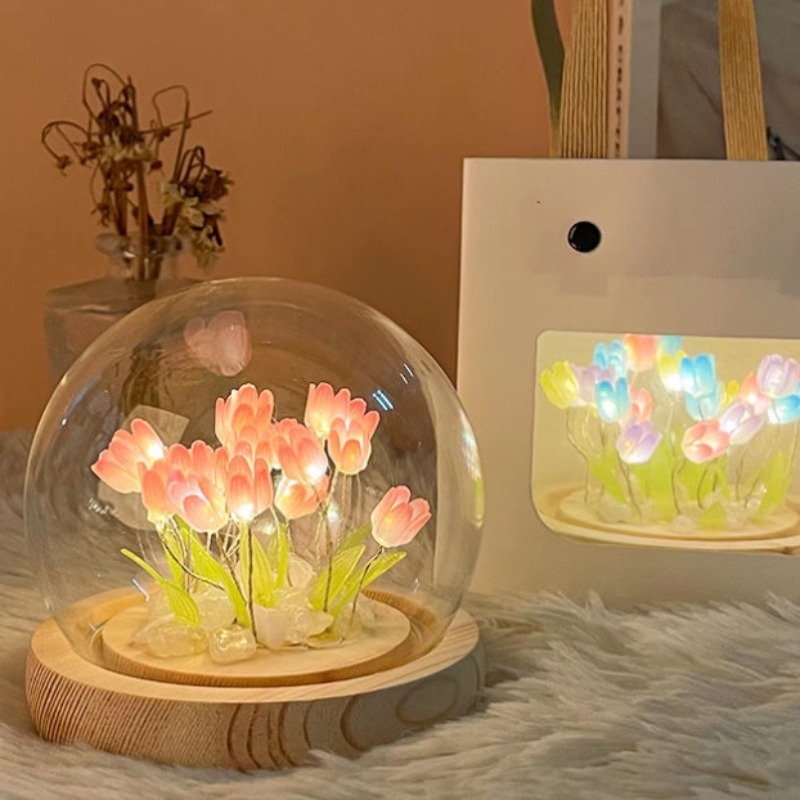 Led diy artesanal mini tulipa  - Floating Nightstand With Led Light avaliação e preço