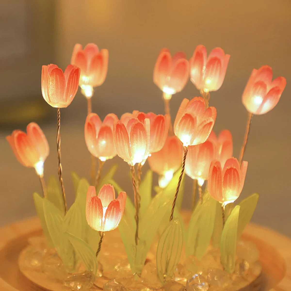 Led diy artesanal mini tulipa  - Floating Nightstand With Led Light avaliação e preço