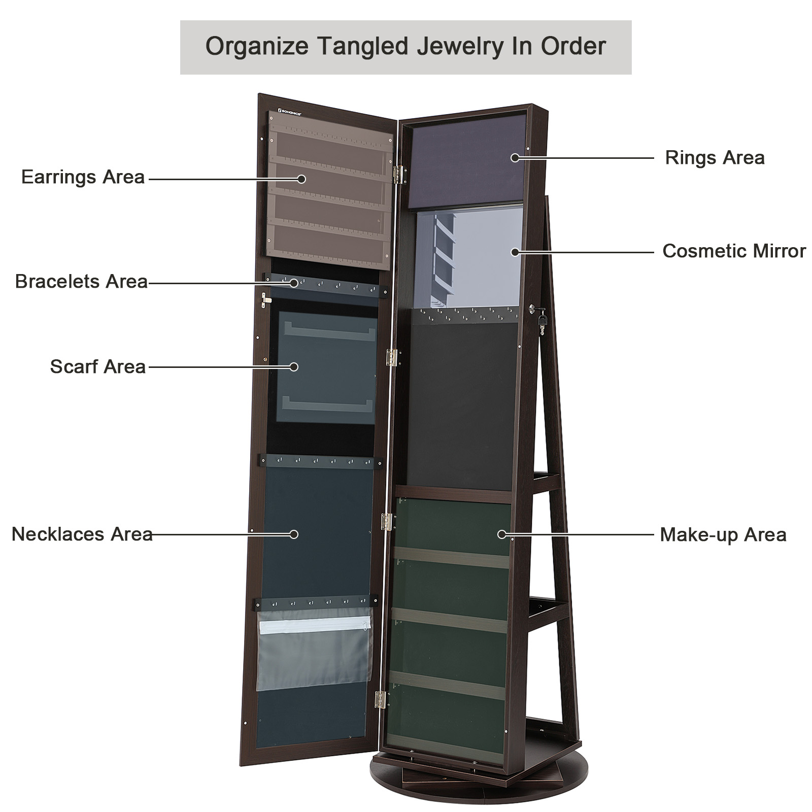 Armário de Joias com Espelho d - Full Length Mirror Jewelry Armoire avaliação e preço