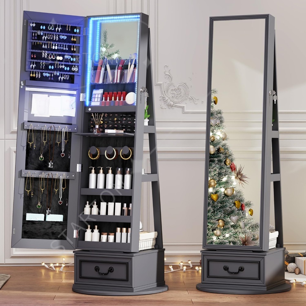 Armário de joias com espelho e - Full Length Mirror Jewelry Armoire avaliação e preço