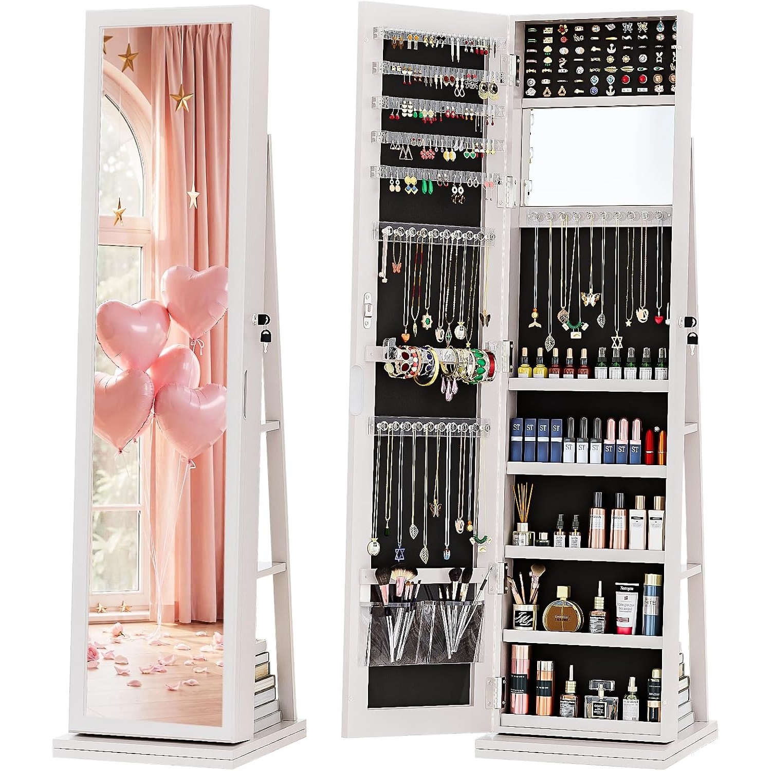 Armário de Joias 4 em 1, Armár - Full Length Mirror Jewelry Armoire avaliação e preço