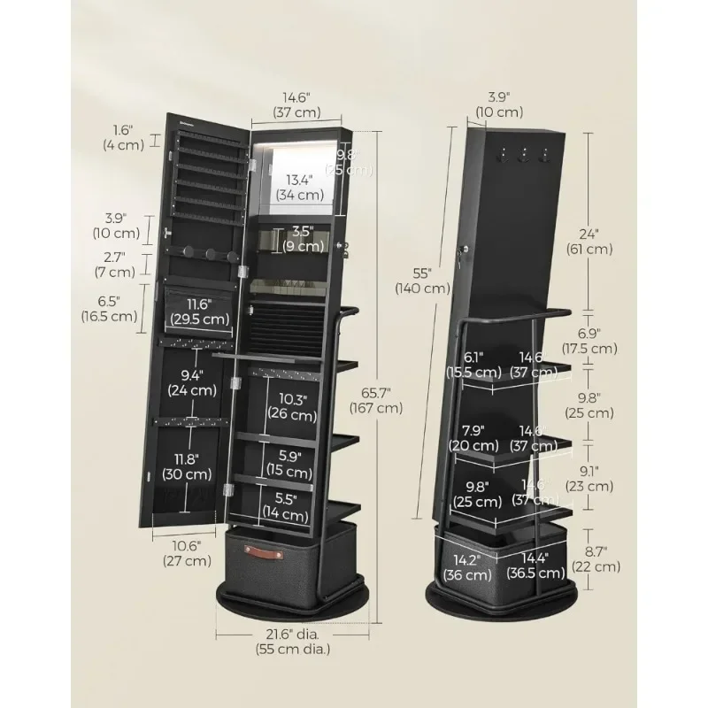 l 360 °   Armário de joias esp - Full Length Mirror Jewelry Armoire avaliação e preço