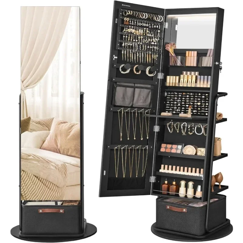 l 360 °   Armário de joias esp - Full Length Mirror Jewelry Armoire avaliação e preço